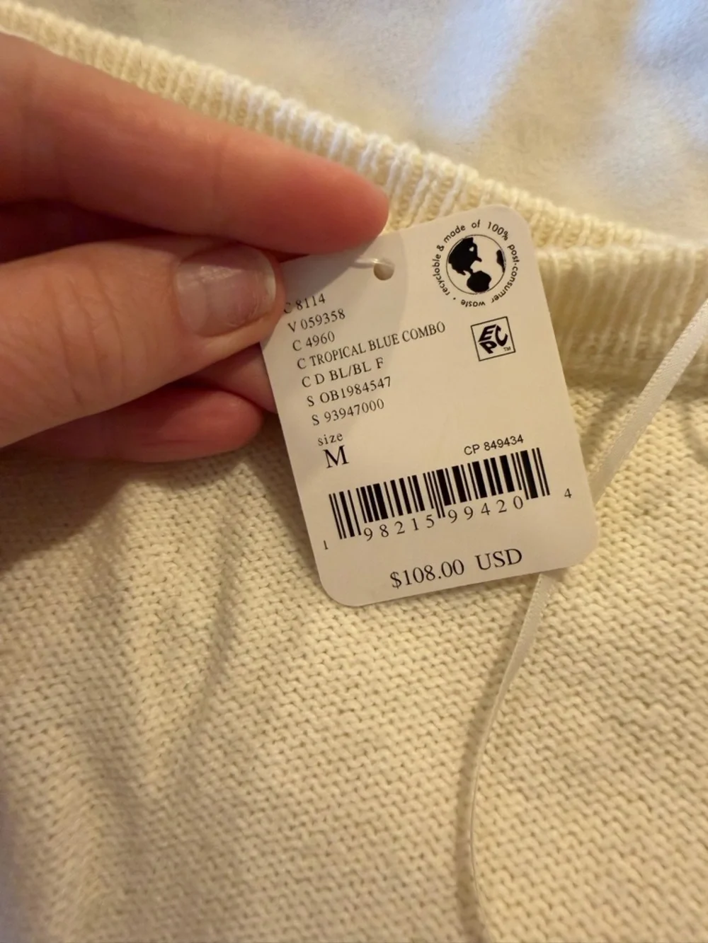 NWT Free People Into The Blue Stripe Cropped Cream Sweater Women’s Medium